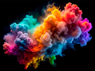 Obraz premium Abstract Colorful Smoke on a Black Background. Dramatic Color Smoke Clouds and rainbow colored.