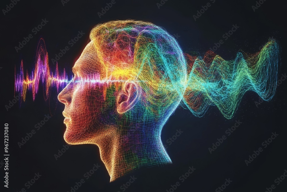 Poster digital brain neural clarity auditory processing neural processing and neural clarity side profile o