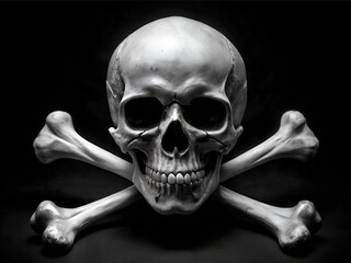 Obraz premium White image of skull with block background. Skull with crossbones on the front. Generated by AI