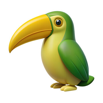 recommend clip art: toucan icon yellow and green color in plastic 3d style