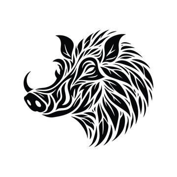 recommend clip art: Warthog made by simple botanical drawing, black and white animal illustration black and white animal illustration
