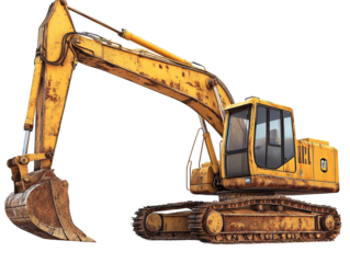 a yellow construction vehicle with a bucket