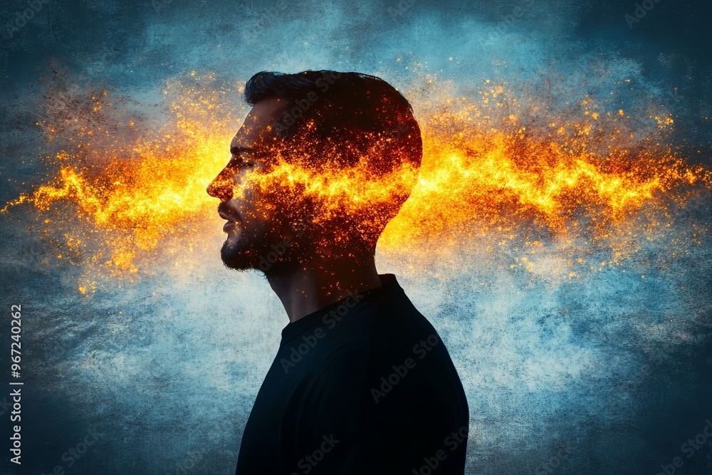 Poster neural clarity waveforms neural dynamics creativity burst and energy burst profile of a man with fie