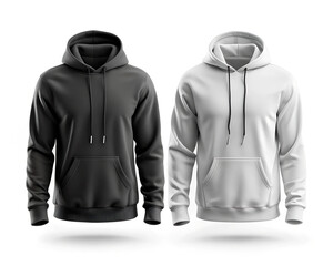 White and black hoodie mockup design with white background. hoodi front side mockup.