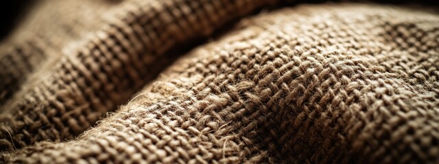 Close-Up Macro of the Fibrous, Rough Texture of a Burlap Sack