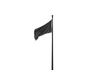 a black flag on a pole