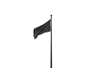 a black flag on a pole