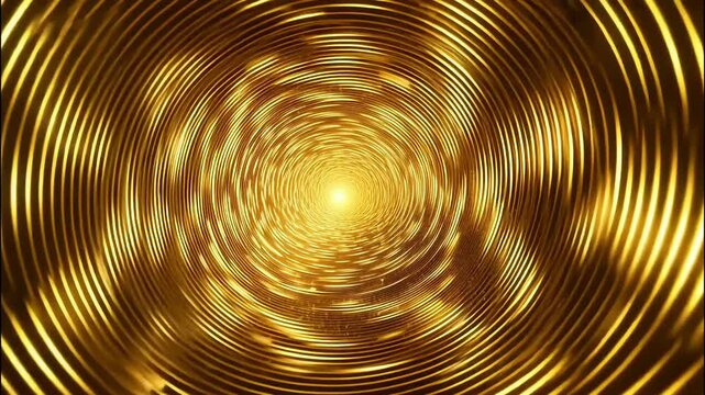 Golden spiral tunnel resembling a vortex or wormhole in a shiny abstract design

