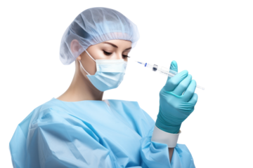 Smiling female nurse in scrubs holding a clipboard and stethoscope isolated on white background