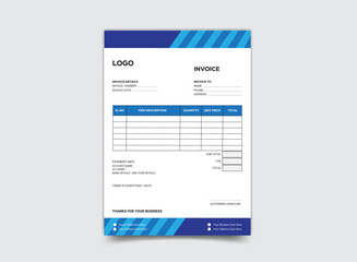 Modern, clean, and professional corporate company business letterhead and invoice template design with color
