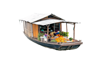 a boat with produce on it