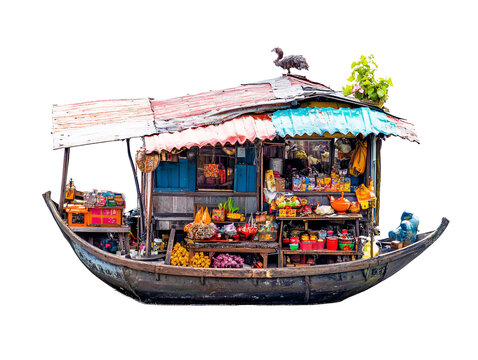 a boat with a store on it