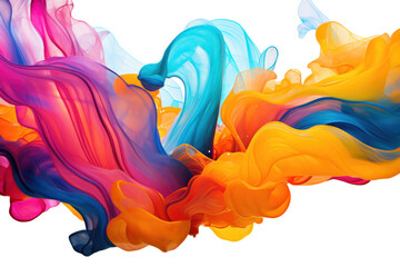 Fototapeta premium Multi-colored ink plumes diffusing and creating intricate shapes as they spread through water, isolated on white background