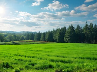 Fototapeta premium landscape with grass and sky