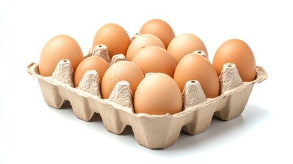 Fresh Brown Eggs in a Cardboard Carton