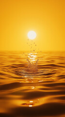 Golden droplet over a calm sea