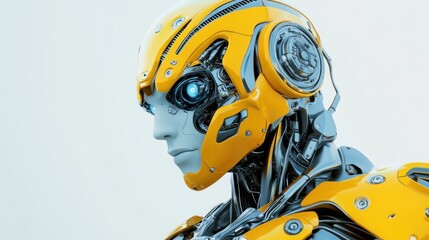 Fototapeta premium Yellow and Silver Robot Portrait