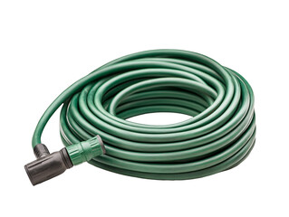 a green hose with nozzle