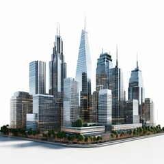 Fototapeta premium Modern Marvel: 3D City Render on White