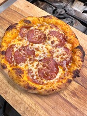 Fresh homemade pepperoni pizza
