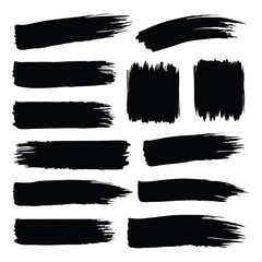 Abstract Black Brush Strokes Set: Rough Edges for Design