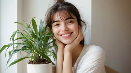Fototapeta premium Smiling Woman Indoor Portrait