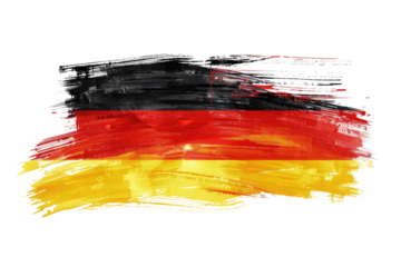 german flag as paint brush stroke isolated on white or transparent png