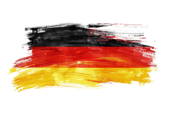 german flag as paint brush stroke isolated on white or transparent png