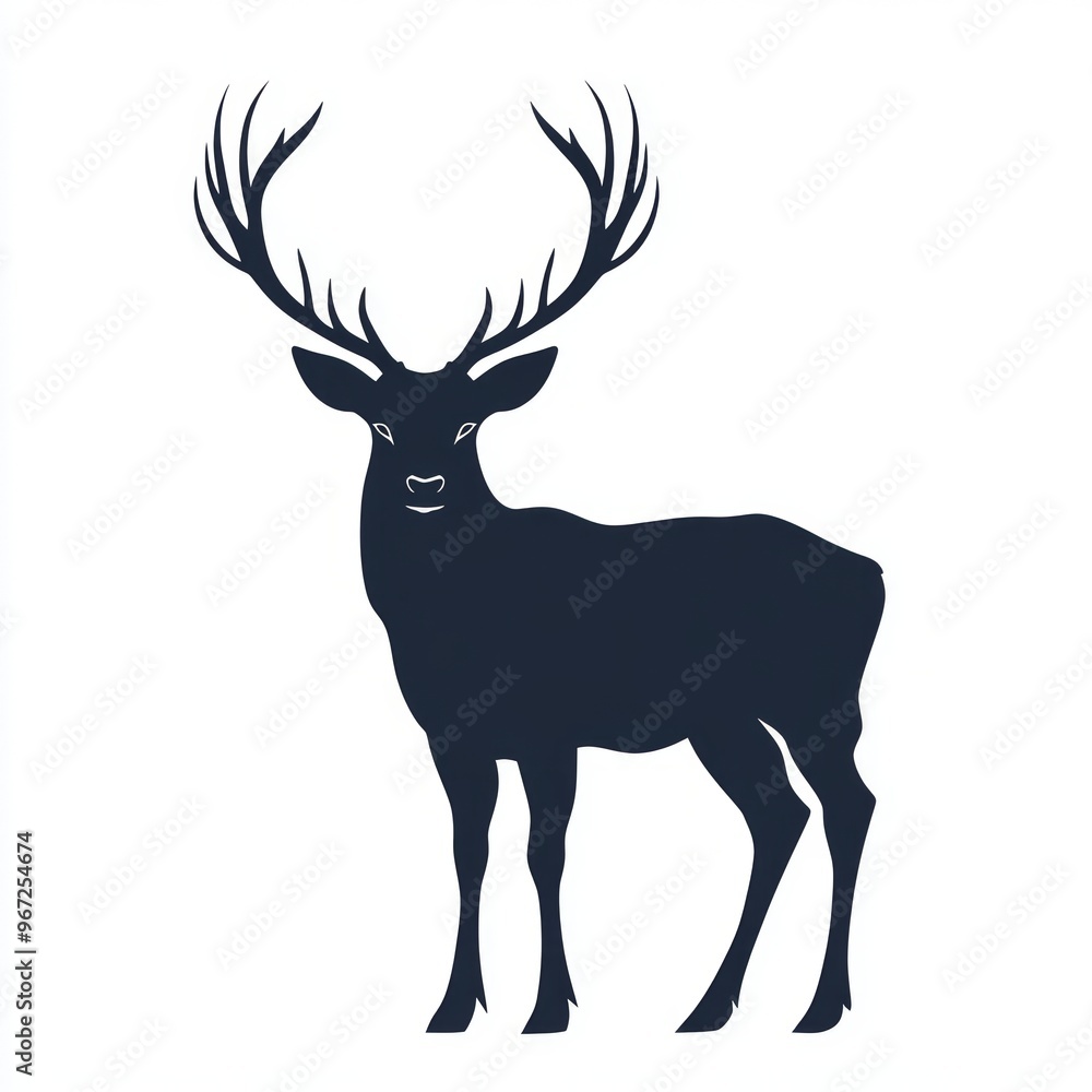 Canvas Prints Silhouette of a deer with large antlers.