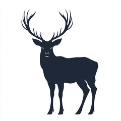 Silhouette of a deer with large antlers.