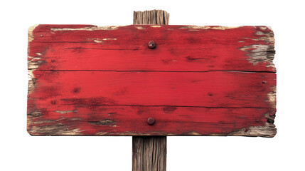 Red wooden sign with blank space for text. Transparent background