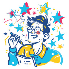 simple illustration writing on paper with a white background
