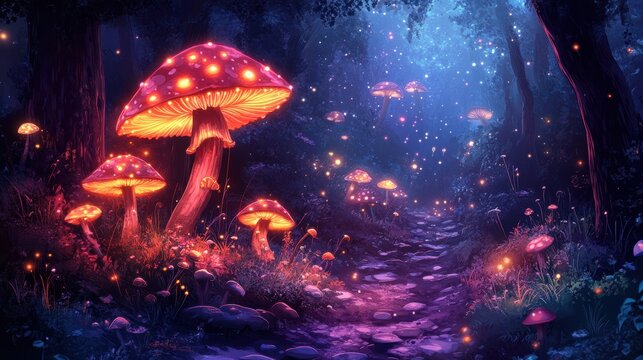 Enchanted Forest Wonderland - Digital Illustration Stock Photo