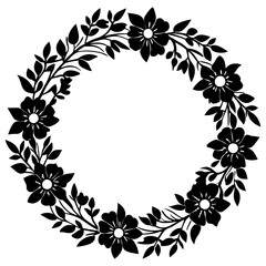 Floral frame template black vector illustration design