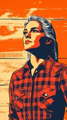 background image of a cowboy woman, western illustration style, western.  