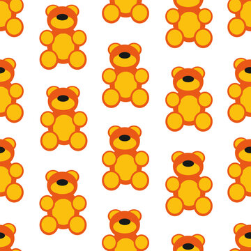 Teddy Bear Pattern background. brown tedy bear background. children toy pattern. Pattern Kids background. Playful toys background. 