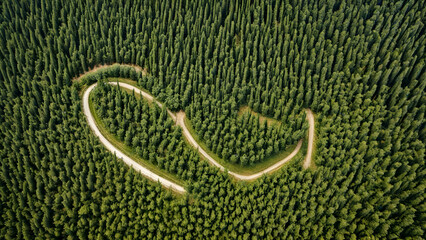 Obraz premium Heart shape forest in Tuscany, Italy forest landscape background,