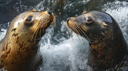 Fototapeta premium Sea Lions in the Water