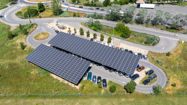 Solar panel car park producing renewable energy	
