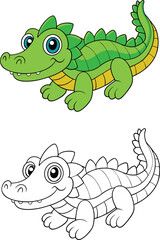Alligator Coloring Sheet vector for kids