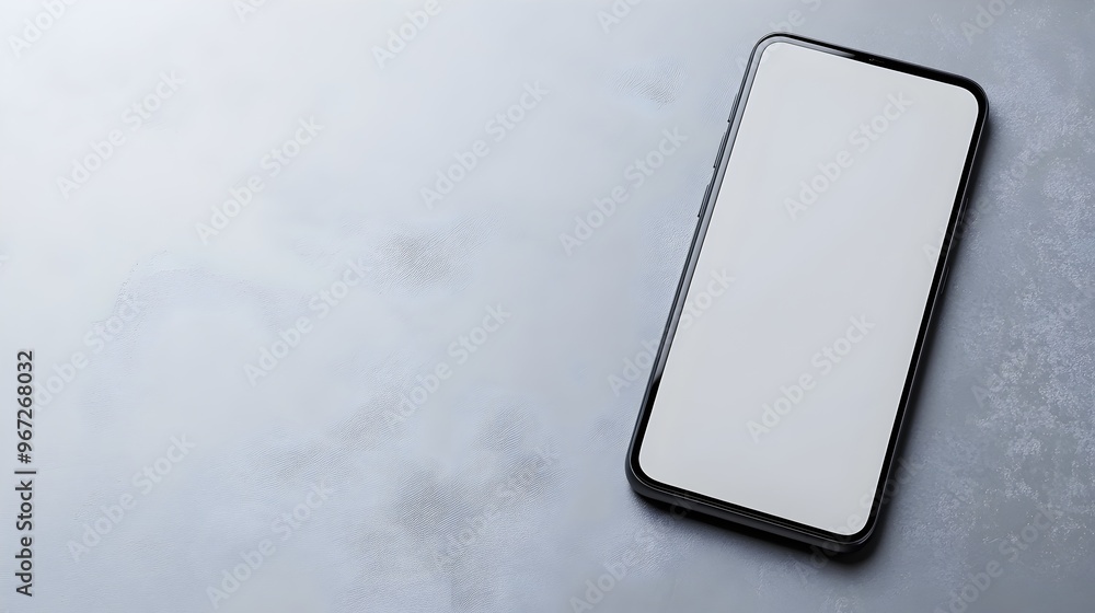 Poster high-tech blank smartphone screen on matte gray surface - ideal for automotive tech and gadget brand