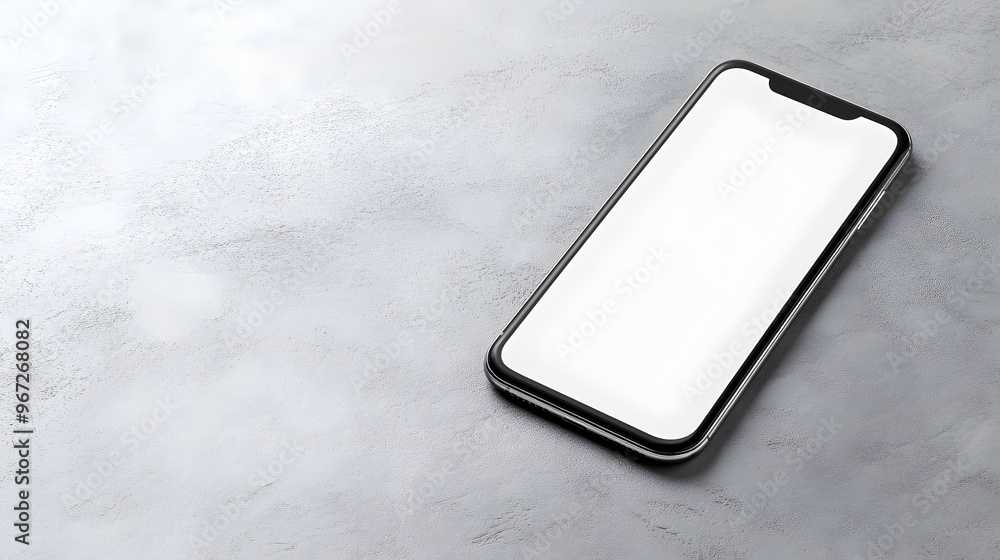 Poster high-tech blank smartphone display on matte gray surface - perfect for automotive tech and gadget br