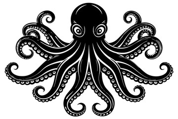 octopus animal vector silhouette, octopus icon illustration