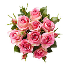 Naklejka premium bouquet of roses isolated on transparent background, top view