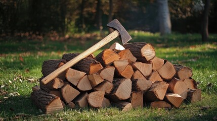 Axe on a Woodpile