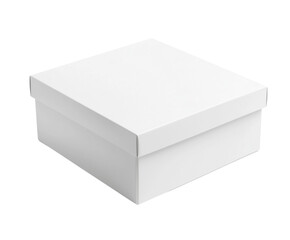 Naklejka premium Square white cardboard box mockup isolated on transparent background
