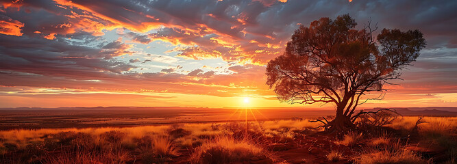 Outback sunset landscape. Australia Outback Plains. HD IMAGE