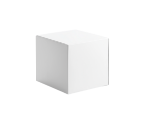 white cube product box mockup isolated on transparent background