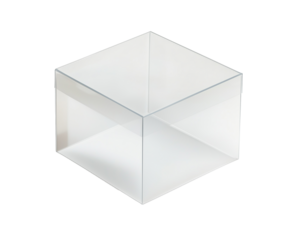 Transparent plastic box mockup isolated on transparent background