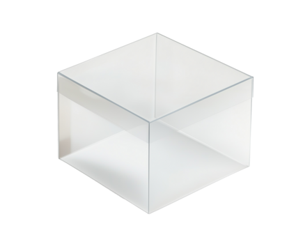 Transparent plastic box mockup isolated on transparent background